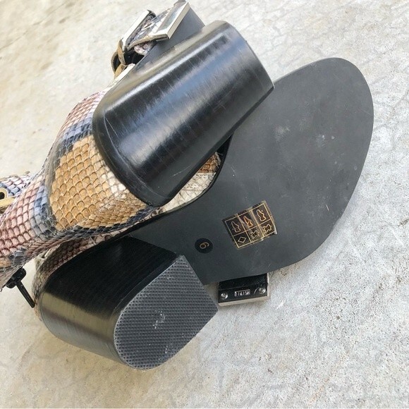 Jeffrey Campbell Snakeskin Leather Ankle Boots Booties Shooties Pastels Chunky 6 - Picture 5 of 7